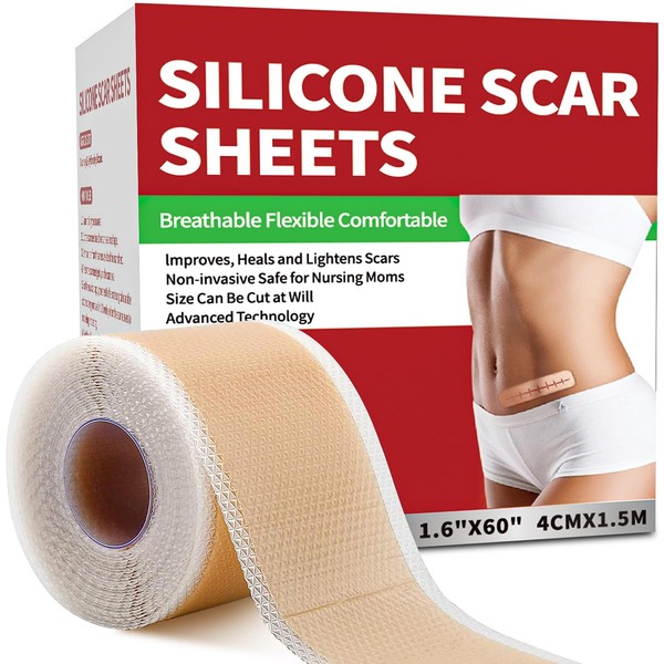 Tearich Silicone Scar Sheets (1.6”x 60” Roll-1.5M), Medical Grade Silicone