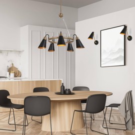 KSANA Black Chandelier, 5-Light Modern Farmhouse Chandelier for Dining Room Lighting Fixtures Hanging, Industrial Modern Chandelier for Bedroom, Foyer, Hallway, Kitchen, Living Room and Entryway