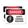 (2 Pack) Safety Harness Required OSHA Danger Sign