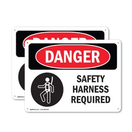 (2 Pack) Safety Harness Required OSHA Danger Sign