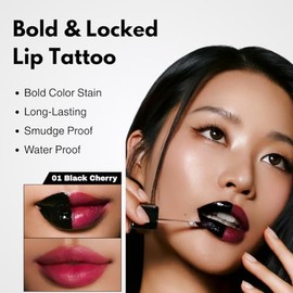 MILKTOUCH Tatuaje de labios Black Peel Off – Labios mate de larga duración, impermeable y a prueba de transferencia, altamente pigmentado, tinte labia