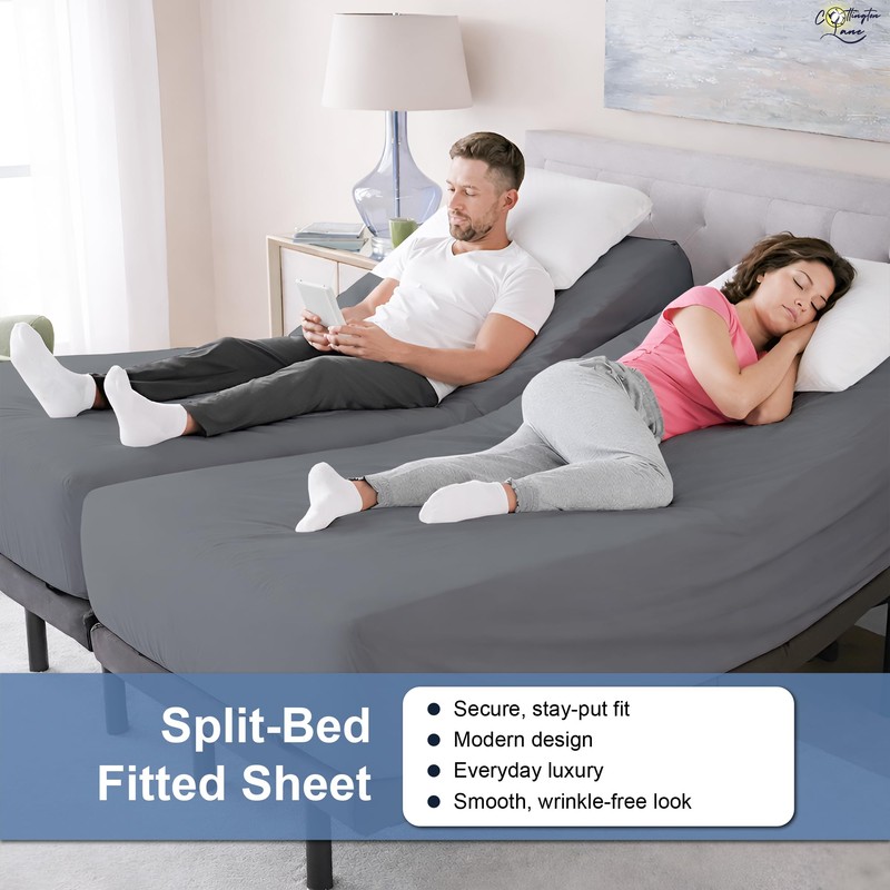 Cottington Lane Split California King Fitted Sheets for Adjustable Beds,