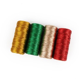2 Rolls 100m Christmas Metallic Threads Jewelry Thread Strings Craft Making Twines Present Wrapping Cords Ornament Hanging Ropes Golden