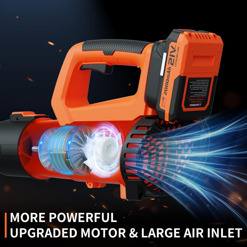 Leaf Blower, 21V Cordless Electric Blower with 2 2.0Ah Batteries