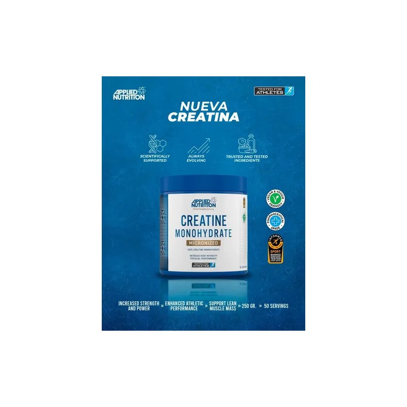 Applied Nutrition Creatina Monohidratada 250 Grs 50 SERVICIOS Sin Sabor