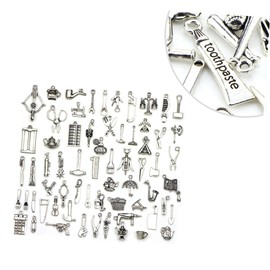 Operitacx Jewelry Making Charms Diy Charm Pendant Set 65pcs Alloy Tool Shape Pendants for Necklace and Bracelet