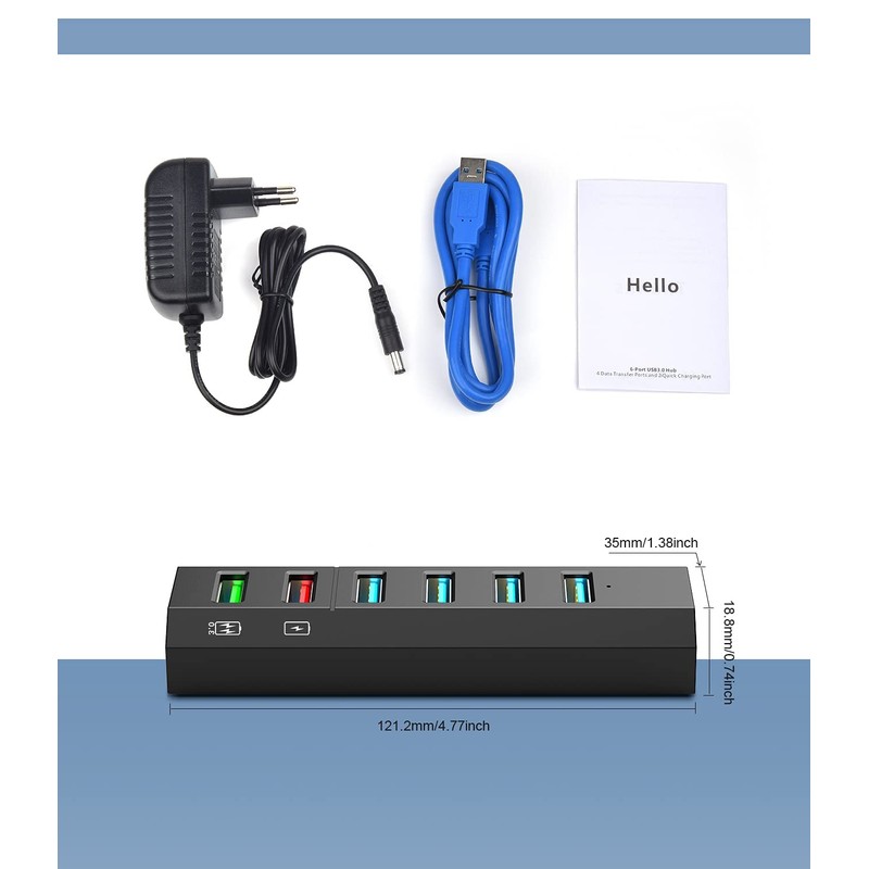 USB Hub 3.0 with Power Supply, Vansuny USB Hub Active