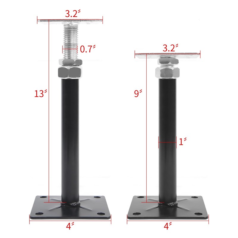 4 Pack Adjustable Floor Jacks, 9"-13" House Jack Posts, Floor