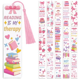 Peacoblue 30 Stück UV DTF Lesezeichen-Aufkleber Rosa Schleife und Buch, wasserdichte Sticker für Acryl-, Kunststoff- und Metall-Lesezeichen (ohne Blanko-Lesezeichen) |