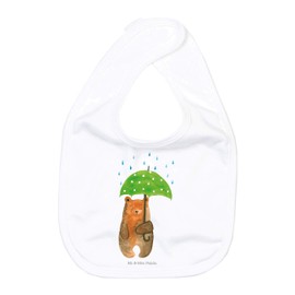 Mr. & Mrs. Panda Organic Baby Bib Bear with Umbrella, White