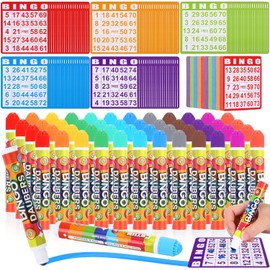 Crtiin 148 Pack Bingo Game Cards and Dot Daubers Set Includes 100 Bingo Cards and 48 Dot Markers Supplies Calling Card Set for Large Groups, Parties, Family Gathering Activity, Game Night