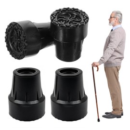 DAJING 4-Pack Rubber Cane Rubber end - Anti Slip Rubber Replacement Cane Head, Suitable for 19mm Diameter, Black Standard Cane Collar Mixed Foot pad Folding Cane Accessories