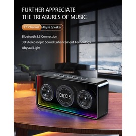 JOYIDEAVA Bluetooth Speaker Ultra Low Heavy Bass 40W RGB Infinity Abyss Light Cyber Mechanical Style Bluetooth 5.0 Wireless Stereo Sound Speaker for Indoor and Computer Room (Black)