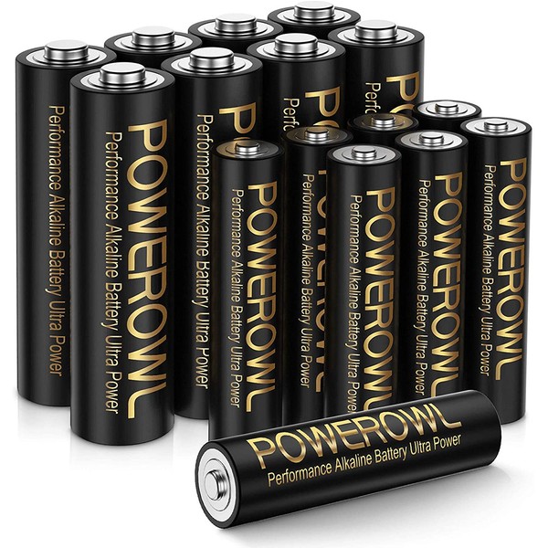 POWEROWL High-Capacity Alkaline AA AAA Batteries Combo, Long Lasting, 10-Year Shelf Life - Pack of 16