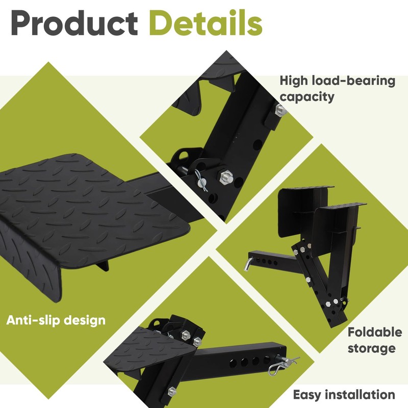 Hitch Step with 2 Folding Steps,Trailer Hitch Step for 2"