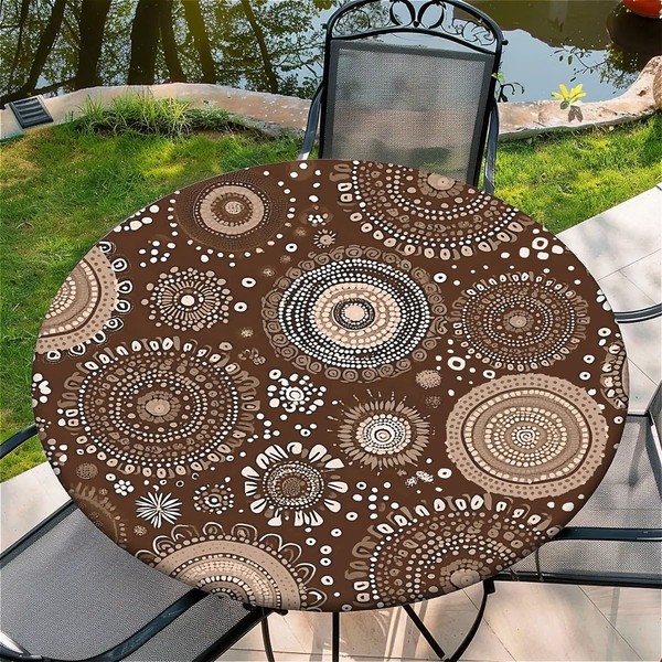 Outdoor Round Tablecloth with Elastic Band, Diameter 36 Inches (90