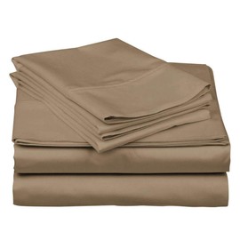 ARlinen 4PCs Twin Sheets Set - 100% Egyptian Cotton Twin Size Sheets - 400 TC - Twin Size Soft Bed Sheets -10" Deep Pocket Fitted Sheet - Twin Sheet Set - Taupe Solid
