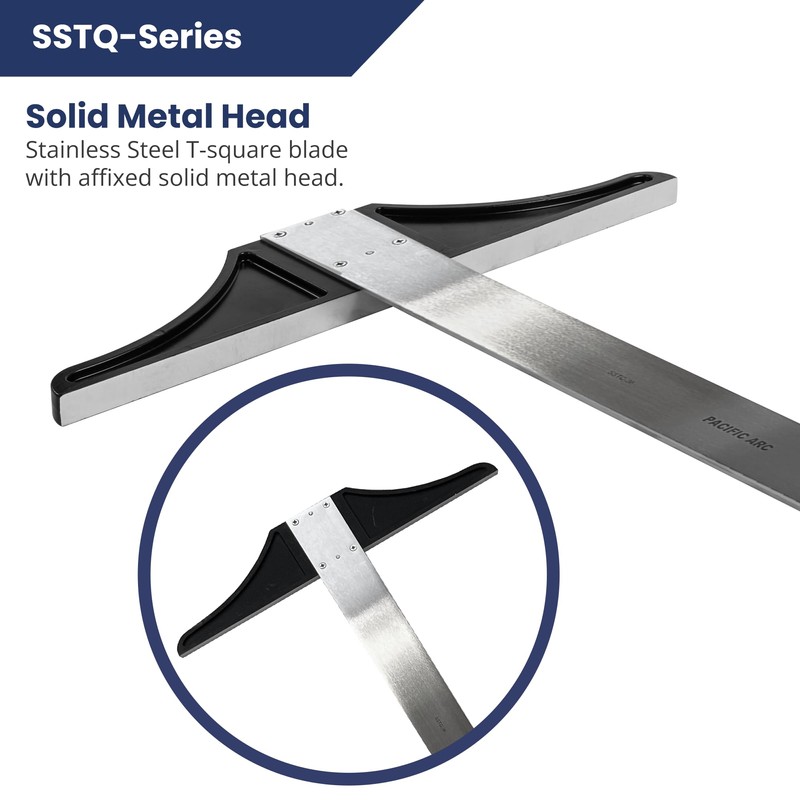 Pacific Arc 36 Inch T Square, Traditional Stainless Steel Plain