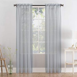 Megachest a pair of slot top voile curtains (Silver Grey, 56" wideX81 drop 2 Panels)