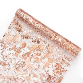 BDDC Rose Gold Table Runner, 11"x108" Glitter Foil Metallic Thin Mesh Table Runner Decor Roll, Gold Centerpieces Table Decorations for Party Wedding Christmas Thanksgiving Valentine