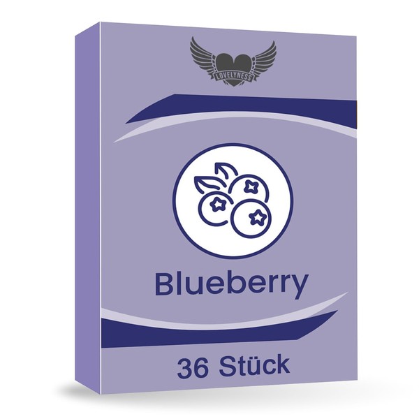 Condoms with Flavour Blueberry 52 mm – Pack of 36 Real Feel Extra Thin Extra Moist Sex Lubricating Film Lovelyness