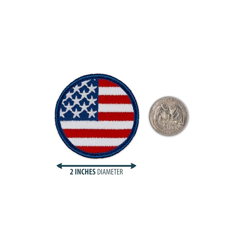 American Flag Patrol Patch - 2" Diameter Round Embroidered Patch