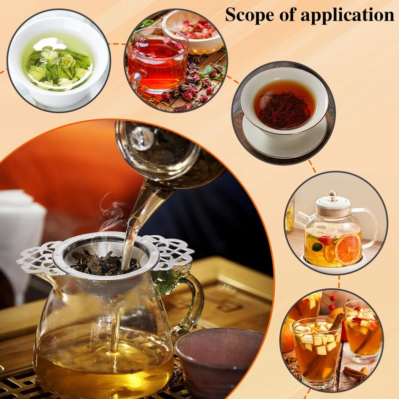 Wumuzai 2 Pack Tea Strainer with Drip Bowl, Stainless Steel