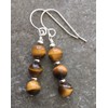 Tiger's Eye Gemstone & Sterling Silver Hook Drop Earrings with