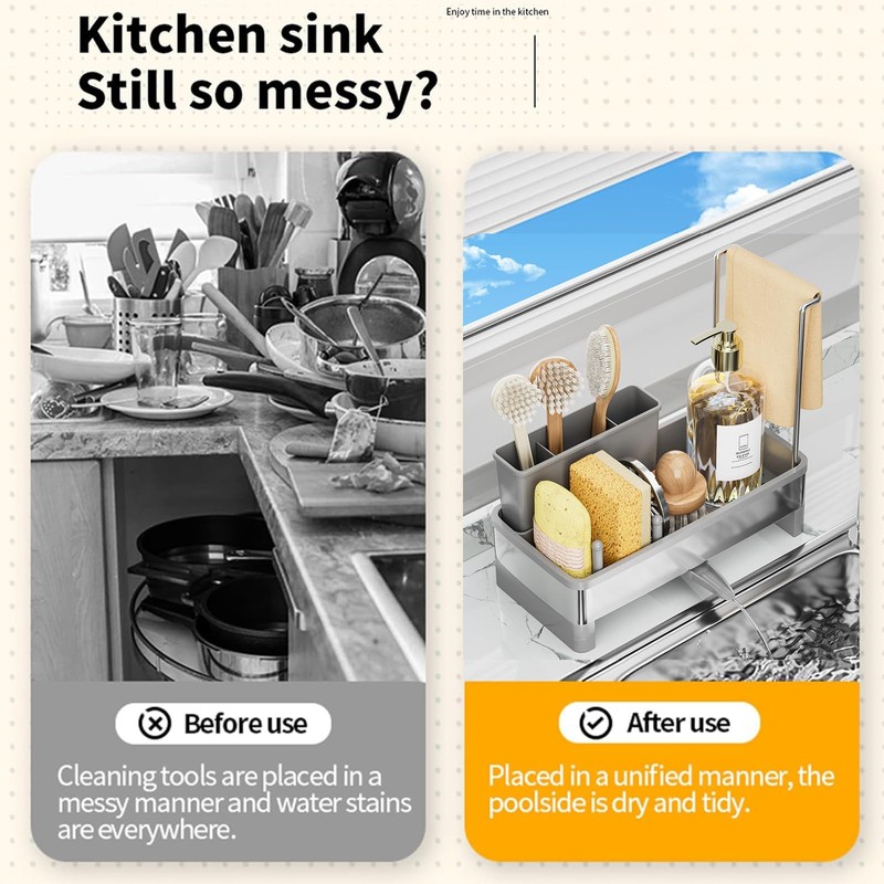 SOVGIZF Sponge Holder for Kitchen Sink,Sink Caddy Organizer with Removable
