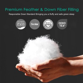 APSMILE Light Feather Down Fibers Comforter Twin Size, All Seasons White Ultra Soft Duvet Insert, Filled with Feather and Down Fibers Duvet, with Soft Cotton Blend Cover 68×90 inches