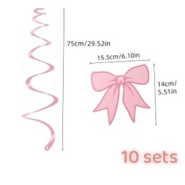 Pink Bow Party Decor,20 Piece Decorations Garland Banner Hanging Swirls Set,for Girls Bow Birthday Decorations, Bow Party Decor,Bridal Shower Party Supplies