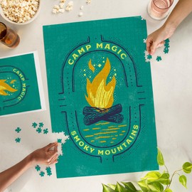 Lantern Press 1000 Piece Jigsaw Puzzle, Smoky Mountains, Lake Life Series, Camp Magic