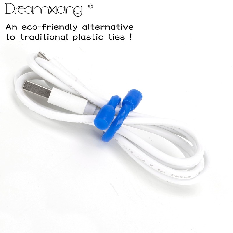 Dreamxiang 8pcs 3Inch Silicone Cable Ties Reusable Steel-Core Silicone Twist