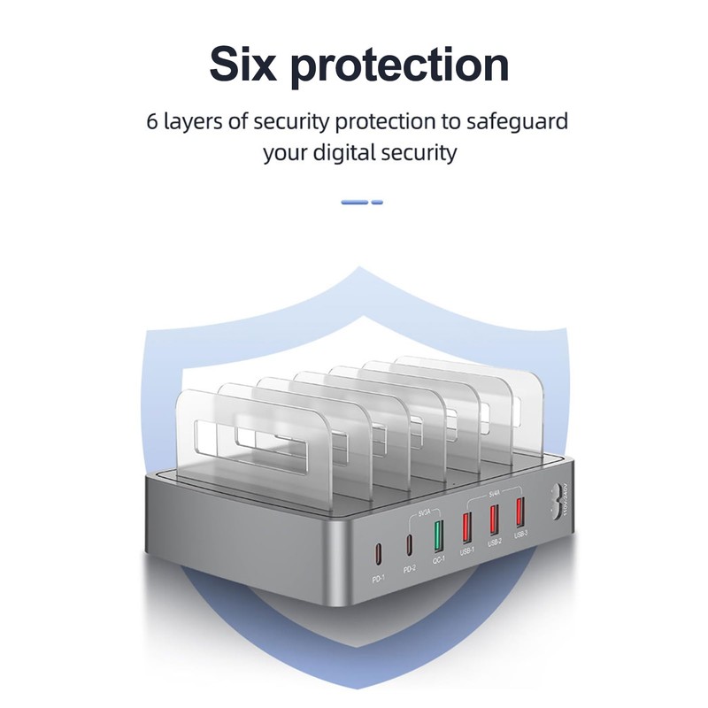 Docooler 72W Intelligent Charging Station with 6 Ports USB Charging