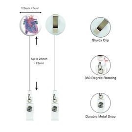 Heart Anatomical Cardiology Cardiac Badge Reels Holder Retractable with Alligator Clip on ID Name Card Holders for Nurse Doctor Teacher Student Medical Work Office
