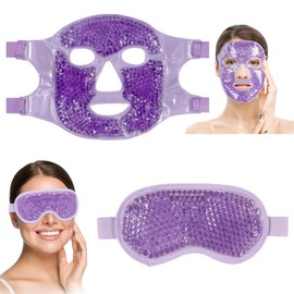 Antifaz de Gel para Ojos, Set 2 pzas con Respaldo de Felpa Suave, Hielo para la Cara, Compresa Reutilizable Frío y Calor, Mascara de Hielo Facial, para Alivio de Ojeras, Migraña y Estrés (Morado)