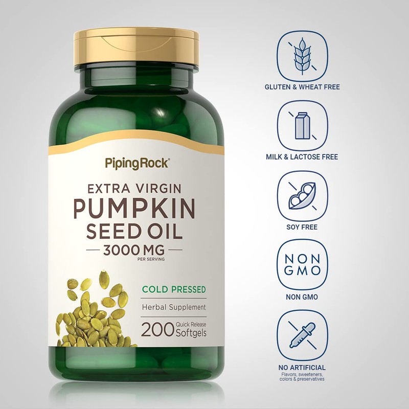 Piping Rock Pumpkin Seed Oil Softgel Capsules | 200 Count