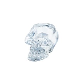 CC Home Furnishings 5" Crystal Clear Skull Design Glass Candle Holder