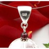 Pendant of real rock crystal garnet & 925 silver faceted