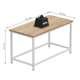SAYGOER Small Rectangular Coffee Table Simple Modern Open Design Minimalist Center Table for Living Room Small Spaces, Easy Assembly, 31.5 x 15.7 x 17.7, Oak White