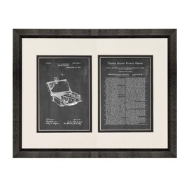 Fishing Tackle Box Patent Art Chalkboard Print in a Beveled Black Wood Frame with a Double Mat (16" x 20") M13720