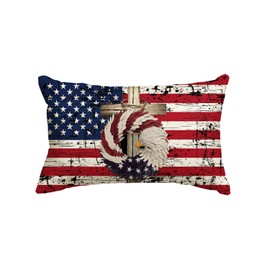 AVOIN colorlife 4th of July Patriotic Stars Eagle Wreath Throw Pillow Cover, 12 x 20 Inch Memorial Day Independence Day Stripes America Flag Decor Cushion Case for Sofa Couch