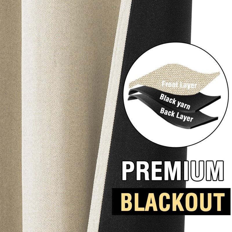 H.VERSAILTEX 90% Blackout Linen Curtains 84 Inches Long for Bedroom/Living