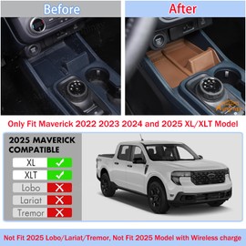 Aunginsy Car Center Console Shifter Storage Tray Compatible with Ford Maverick 2022-2024 & 2025 Maverick XL/XLT Central Control Gear Shift Groove Shock Pad Organizer Storage Box Insert Accessories