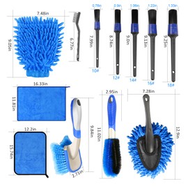 Didilor Car Cleaning Kit 12PCS Car Detailing Kit Wheel Cleaning Brush Tyre Brush Wire Brush Exterior and Interior car washing set for Car Motorcycle Bike Cleaning Wheels, Engine, Emblems, Air Vents