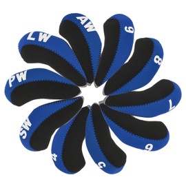 PATIKIL Golf Club Head Cover, 10 Pcs Number Golf Club Irons Covers with Hole Neoprene Driver Headcover Golf Lovers Gifts for Men Women, Black/Navy Blue/Red