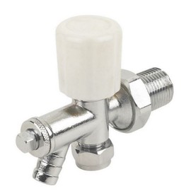 Angled Radiator Rad Valve with Drain Off Chrome 8 mm 8mm x 1/2"inch