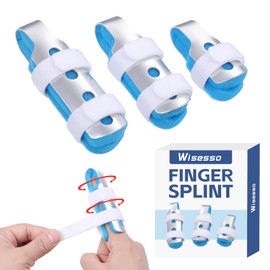 Wisesso Finger Splint, 3pcs Finger Brace Joint Stabilizer Knuckle Immobilization with Soft Foam Interior, Broken Finger Splints Fit for Thumb/Middle/Ring/Index/Pinky Finger (3, Mixed)