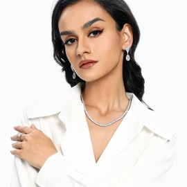 Tennis Necklace 18K White Gold Plated | 5.0mm Round Cubic Zirconia Cut Faux Diamond Tennis Chain for Women and Men (20 inch 5mm CZ tennis chain)