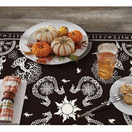 Artoid Mode Viking Tree of Life Raven Helmet of Awe Table Linen, Seasonal Kitchen Table Decoration, Indoor, Holiday, Party Decor, 85 x 85 cm